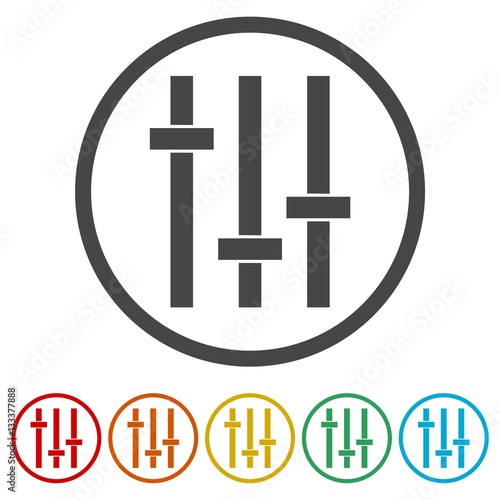 Sliders or faders control board, Fader icon