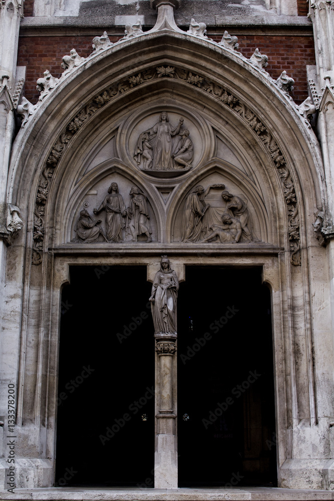Gothic entrance of a temple in Prague