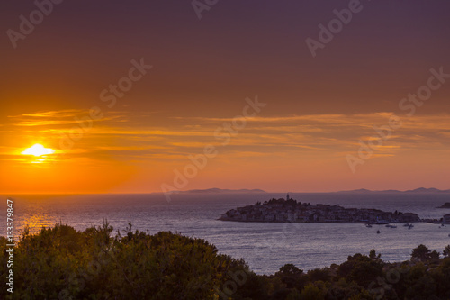 Fototapeta Naklejka Na Ścianę i Meble -  Sunset on the Adriatic Sea in Croatia, in summer