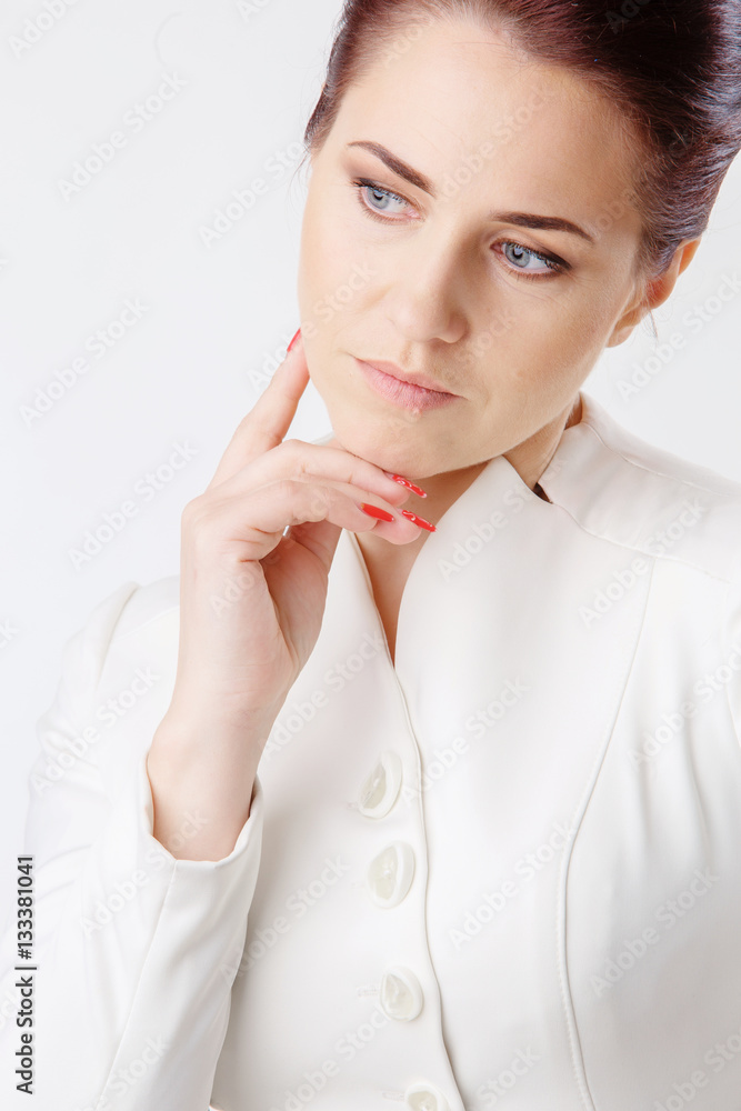 Portrait of smiling business woman, isolated on white background Portrait of smiling business woman, isolated on white background