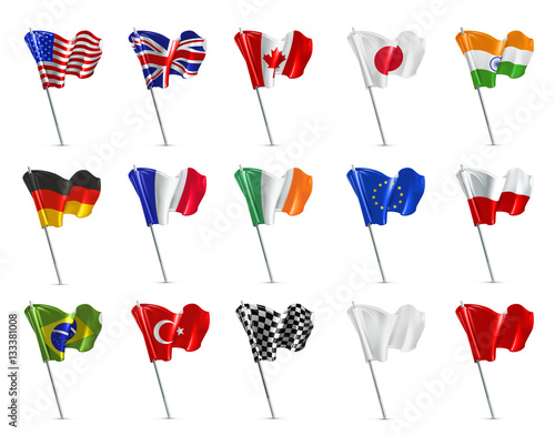 Various flags, 3d vector icon set photo