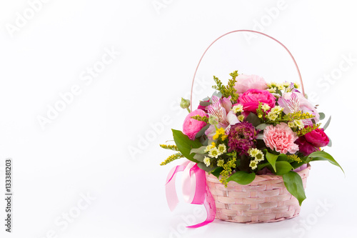 Wallpaper Mural Bright buketny composition from fresh flowers, the white isolated background Torontodigital.ca