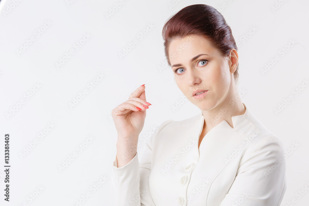Portrait of smiling business woman, isolated on white background Portrait of smiling business woman, isolated on white background