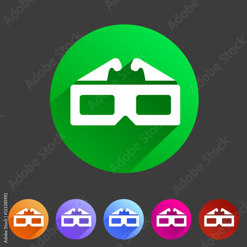 three-dimencional glasses anaglyph movie icon flat web sign symbol logo label set
