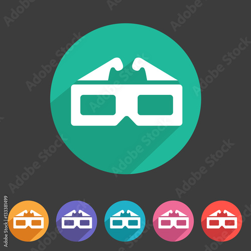 three-dimencional glasses anaglyph movie icon flat web sign symbol logo label set