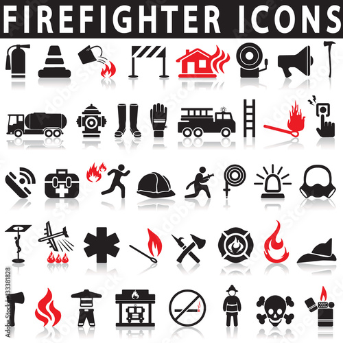Icons set firefighter