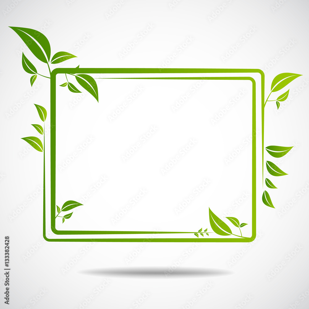 Naklejka premium Ecology, organic with leafs 