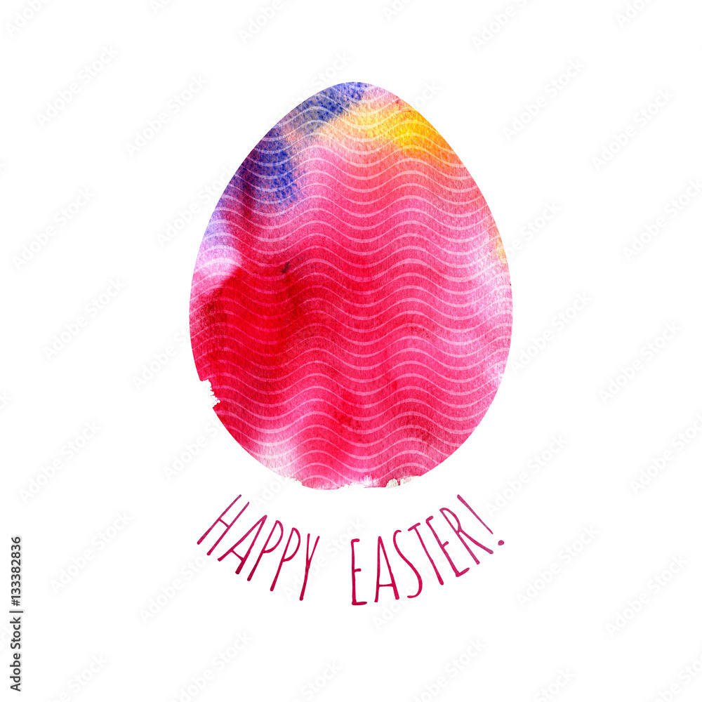 Modern Happy Easter template for greeting card or invitation design with bright egg and watercolor splash Modern Happy Easter template for greeting card or invitation design with bright egg and watercolor splash