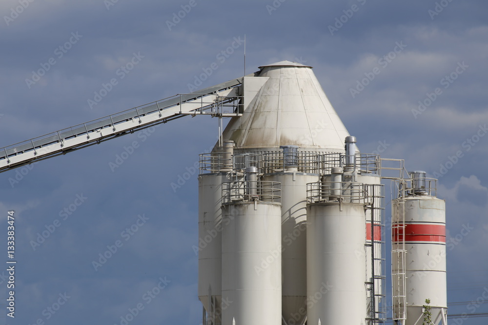 Industrial bulk storage building of a concrete factory Industrial bulk storage building of a concrete factory