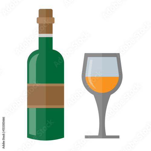 Wine bottle with brown top and glass