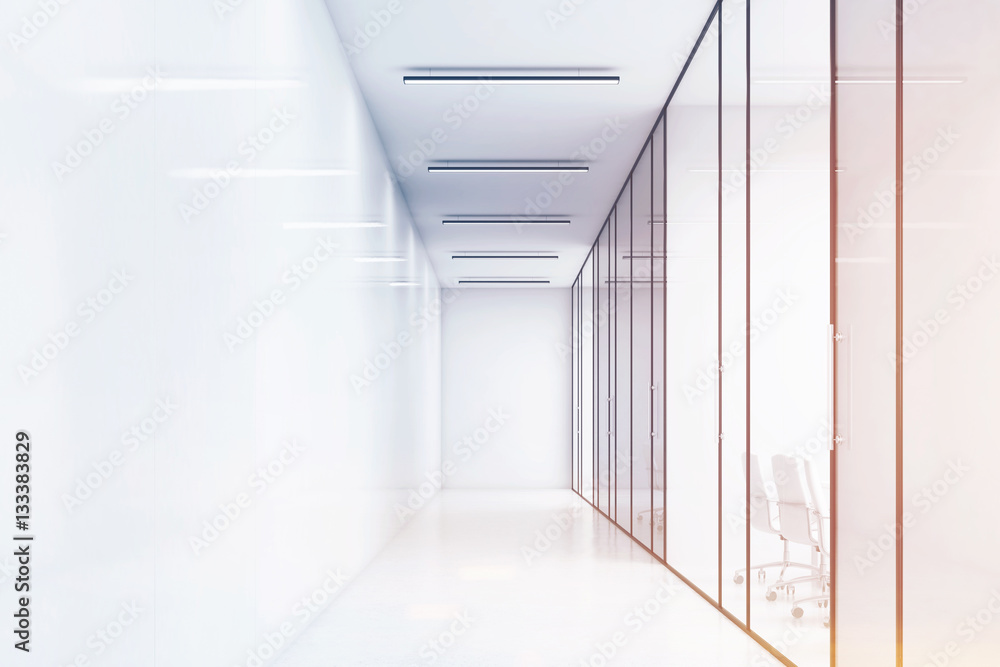 Empty corridor of a white office
