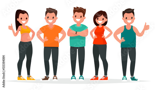 Group of people dressed in sports clothes to exercise in the gym
