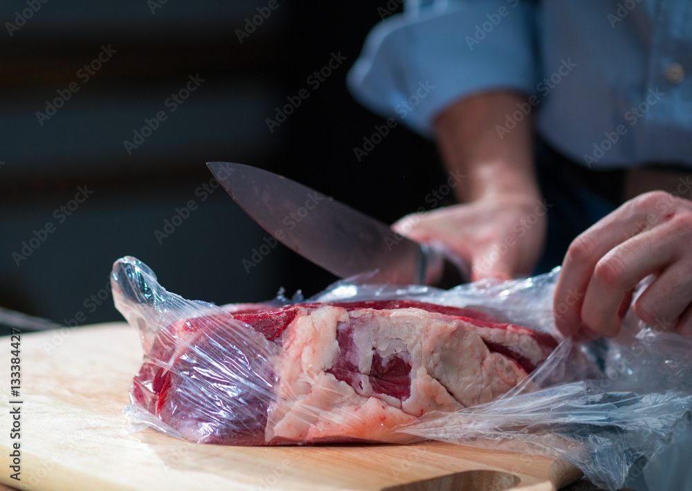 The meat is removed from the bag