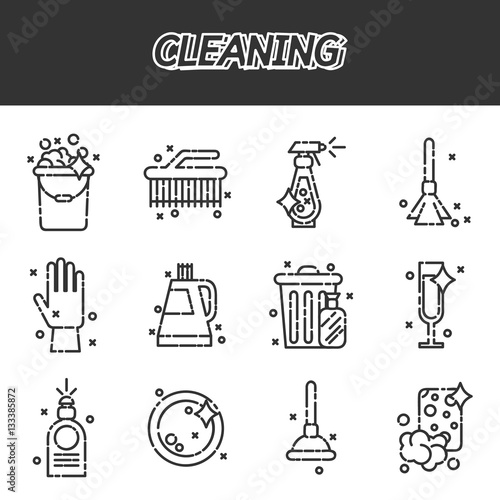 Cleaning icons set