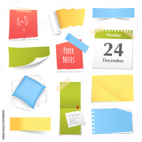 Colorful Realistic Paper Notes Collection