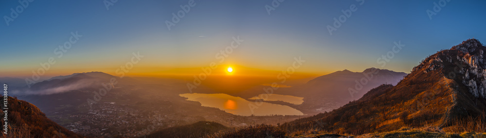 Sunset on the Brianza lakes from Monte Barro