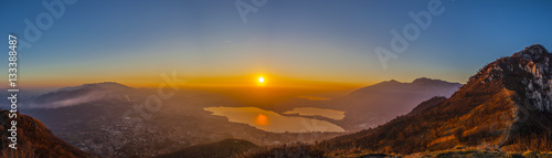 Sunset on the Brianza lakes from Monte Barro photo