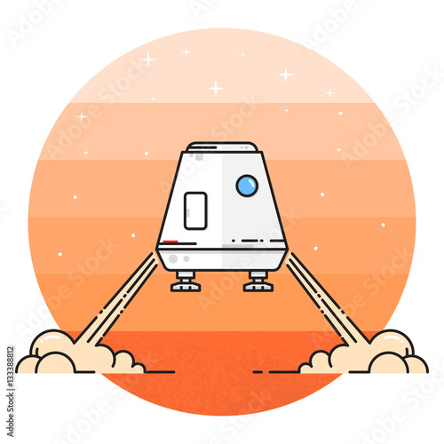 Space module landing on Mars