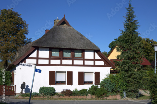 Thatched house in Hanshagen, Mecklenburg-West Pomerania, Germany