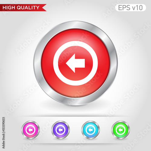 Colored icon or button of back arrow symbol with background