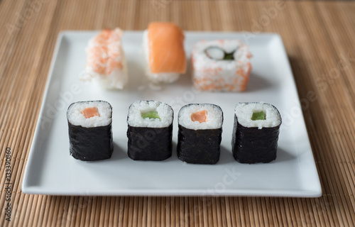 Sushi Set sashimi and sushi rolls