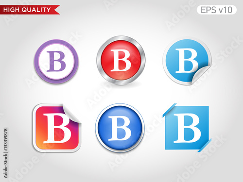 Colored icon or button of B letter symbol with background