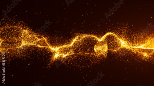 Gold energy wave particle element. photo