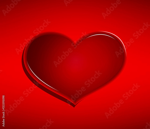 Glass heart on red background Valentine's Day