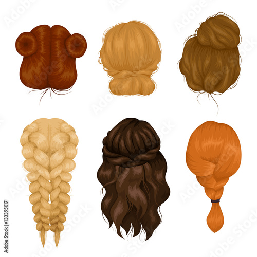 Women Hairstyle Back View Icons Collection