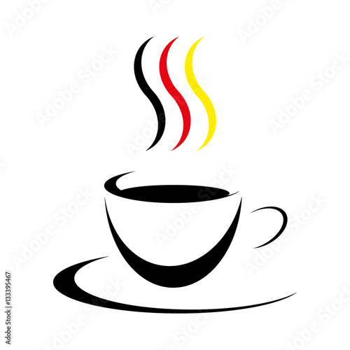 Kaffee Tasse Schwarz Rot Gold