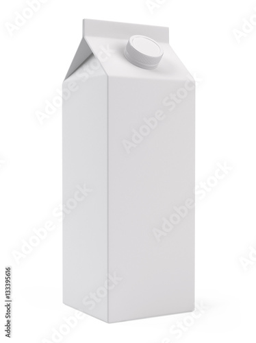 White blank milk or juice pack box template - 3d rendering