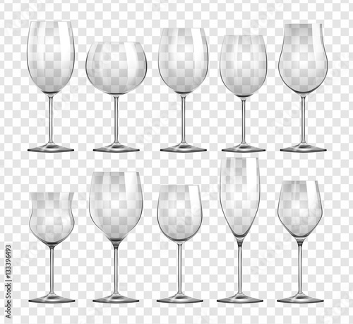 Different types of wine glasses