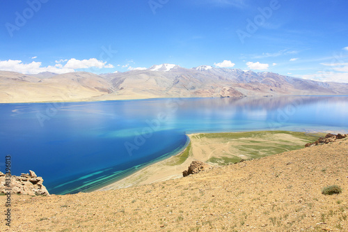 Tso Moriri or Lake Moriri  -  a lake in the Ladakhi part of the Changthang Plateau in Jammu and Kashmir in northern India. 
