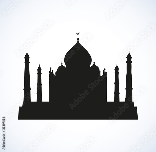 Taj Mahal in India. Vector sketch