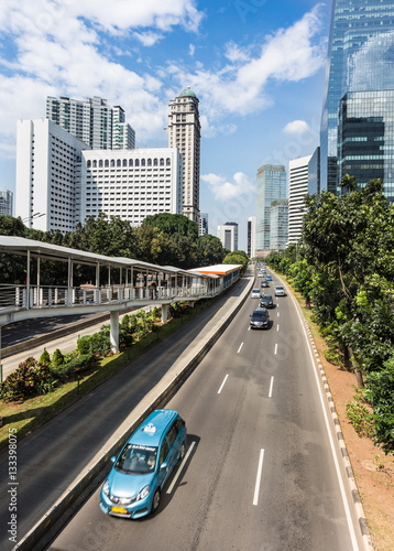 Light traffic in Jakarta, Indonesia capital city.