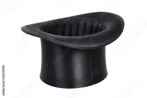 Schwarzer Hut, Zylinder isoliert weißer Hintergrund