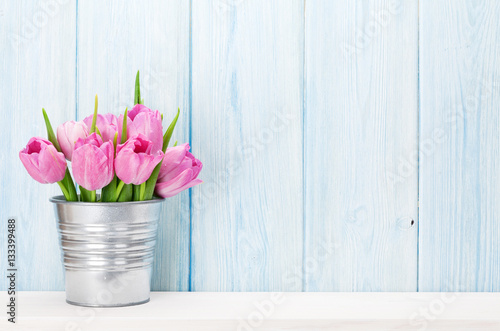 Canvas Print Fresh pink tulip flowers bouquet