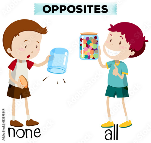 Opposite words for none and all