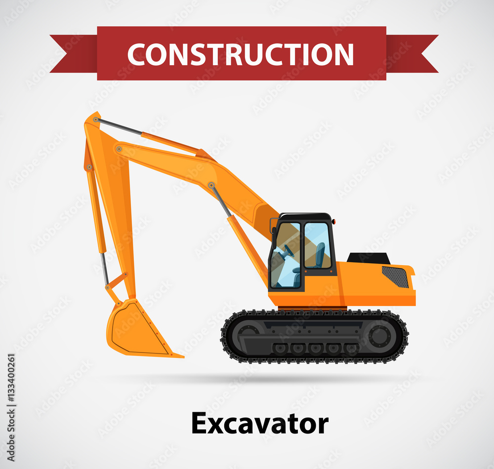 Excavator as construction icon design Excavator as construction icon design