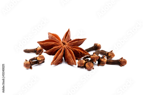 Aromatic star anise isolated on white background