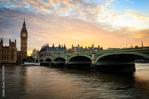 Big Ben and Westminster bridge in London  Uk.