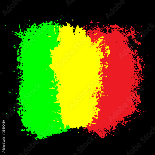 Abstract grunge painted scratched texture background . EPS10 vector illustration reggae colors green, yellow, red