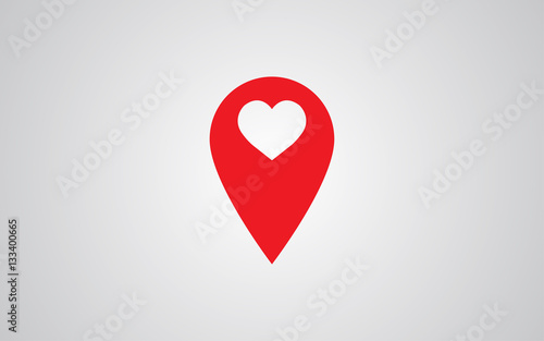 Marker location icon with heart