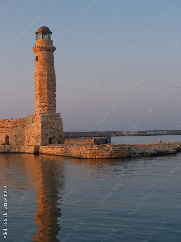 Lighthouse in Rhytemon in Crete, Greece
