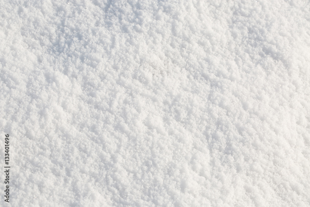 Top view of snow texture, background with copy space