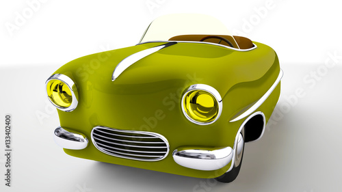 Toy yellow car. 3D render