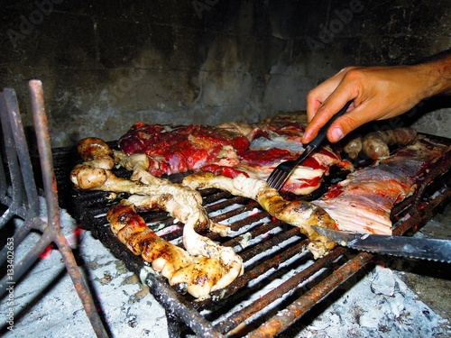 Close-up of meat for an Argentinian Asado or Bbq in Argentina, South America
