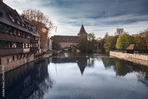 Old town of Nuremberg over Pegnitz, Bavaria, Germany. © vickyrandom