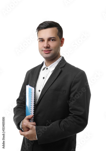 Handsome young teacher on w...