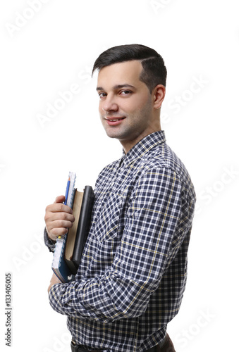 Handsome young teacher on w...